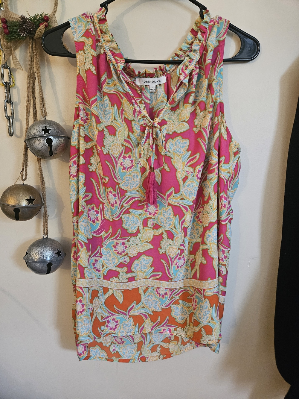 Rose & Olive Pink Floral Sleeveless Dress